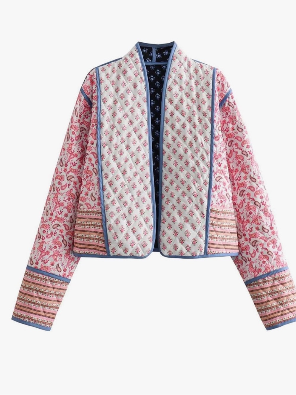 NWT Reversible Quilted Floral Paisley Patchwork Jacket Size M